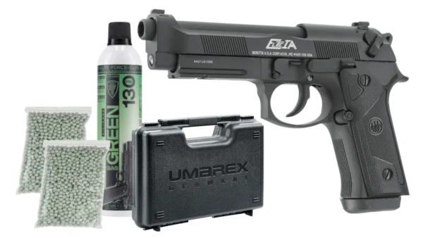 Set complet pistol airsoft Beretta Elite IA Full Metal BlowBack GreenGas + 1000 bile + Tub GreenGas + cutie de transport