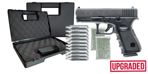 Pistol Airsoft CO2 Glock 19 Upgraded 3J + cutie transport + co2 si bile cadou