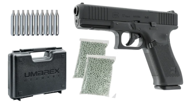 Set BlackFriday Pistol Airsoft GLOCK 17 Gen5 MOS Blowback +cutie transport +CO2 si bile