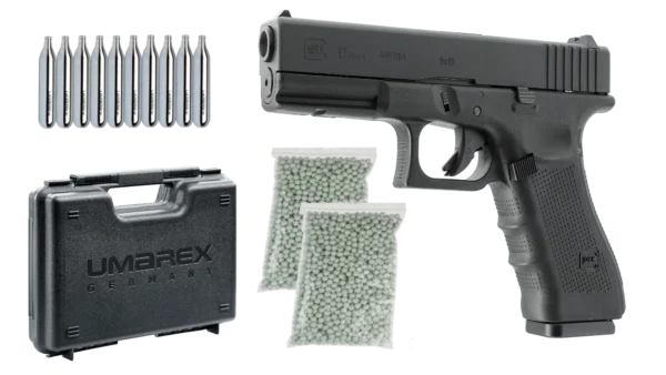 Set BlackFriday Pistol Glock 17 Gen4 Blowback +cutie transport +CO2 si bile