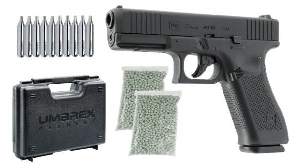Set BlackFriday Pistol Glock 17 Gen5 Blowback +cutie transport +CO2 si bile